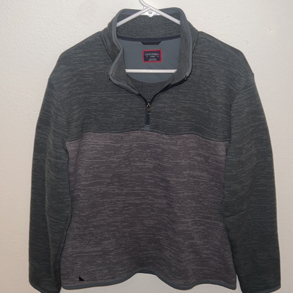 LIKE NEW - UNTUCKit mens army green/grey quarter zip sweatshirt - Picture 3 of 4